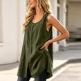 thumbnail image 5 of Aboser Oversized Linen Shirts for Women Classic Sleeveless Long Tank Tops Summer Scoop Neck Blouses Loose Beach Vacation Shirt, 5 of 8