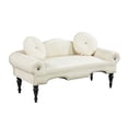 thumbnail image 4 of 54" Mid-Century Velvet Upholstered Loveseat Sofa Couch 2 Pillows Accent Bedside Entryway Bench Sofa Chaise Lounge Sofa Love seat for Bedroom, Living Room Office, Beige, 4 of 6
