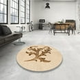 thumbnail image 3 of Ahgly Company Indoor Round Patterned Bronze Brown Area Rugs, 5' Round, 3 of 6