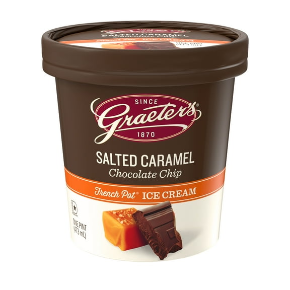 Graeter’s Salted Caramel Chocolate Chip Ice Cream, French Pot, 1 Pint Tub