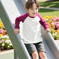 thumbnail image 4 of AUNVITO Boys & Girls Color Block Raglan Long Sleeve T-Shirt Casual Round Neck Top Relaxed Fit Modern Kids Apparel, 4 of 9