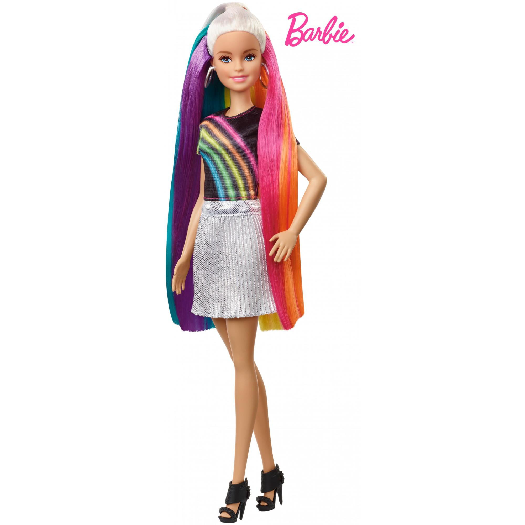 Barbie Rainbow Sparkle Hair Doll, Blonde, with Accessories – BrickSeek