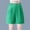 Green, variant on Women's Fashionable Solid Color Cotton Linen Shorts Elastic Waist Wide Leg Work Trouser Shorts Suit Shorts