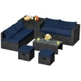 thumbnail image 1 of Patiojoy 8PCS Patio Conversation Set Sectional Sofa Set, All-Weather PE Rattan, Tempered Glass Table & Washable Cushion Covers, 1 of 7