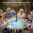 thumbnail image 3 of Round Outdoor Tablecloth with Umbrella Hole and Zipper, Turquoise Palm Leaf Tablecloth with Elastic Waterproof, Summer Coastal Botanical Tropical Patio Table Covers for 31" - 35" Picnic Pool Tables, 3 of 9