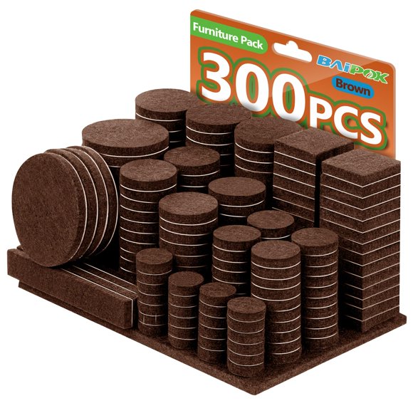 Protectores de fieltro autoadhesivos BAIPOK para muebles, marrón, 300 piezas