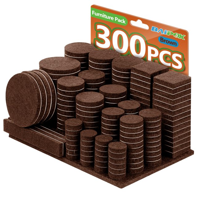 Protectores de fieltro autoadhesivos BAIPOK para muebles, marrón, 300 piezas