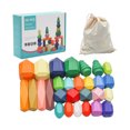 thumbnail image 1 of 28 PCS Wooden Sorting Stacking Rocks Stones,Sensory Toddler Toys Learning Montessori STEM Toys, Building Blocks Game for Kids 3-6 Years Boy and Girl Birthday Gifts for Kids, 1 of 8