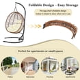 thumbnail image 5 of Harper & Bright Designs Outdoor Hanging Egg Chair with Stand, Patio Rattan Folding Egg Chair Indoor, Wicker Hammock Swing Chair with Adjustable Anti-Slip Feet for Balcony Bedroom Garden, Brown+Beige, 5 of 18