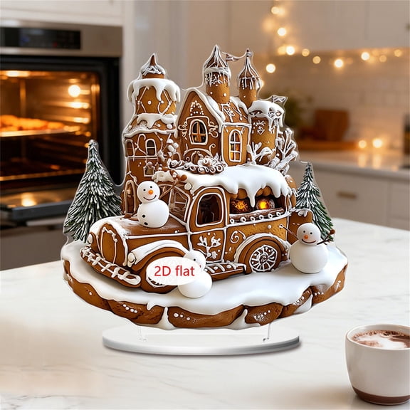 Christmas Acrylic Decor Tabletop Christmas Decorations 2D Acrylic Ornament Set with Stand, Festive Home Display for Mantel Shelf Office and Holiday Gift Idea