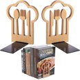thumbnail image 1 of HEIBINDecorative Kitchen Bookends, Wooden Cookbook Bookends Kitchen Counter Decor Fork Knife Spoon Wood Book Shelf for Office Home Files, 1 of 7