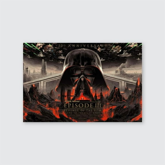 Revenge of The Sith Movie Poster Canvas Wall Art Anakin 20th Anniversary Posters Retro Style - Size 24''x36'' - Postora
