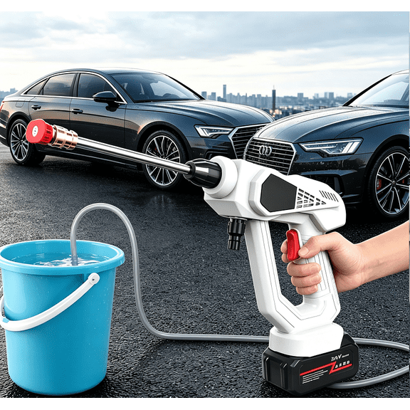 Cordless Pressure Washer, 950PSI Portable Power Washer,with 24V 4.0AH Rechargeable Battery and Charging Kit, 6-in-1 Nozzle, Suitable for Outdoor Cleaning and Watering. (White)