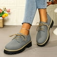 thumbnail image 2 of Rokment Platform Mary Jane Ankle Boots for Women Fall Winter Fashion Casual Suede Lace up Chunky Mid Heel Lug Sole Oxfords Penny Loafers Combat Booties Grey Size 8, 2 of 7
