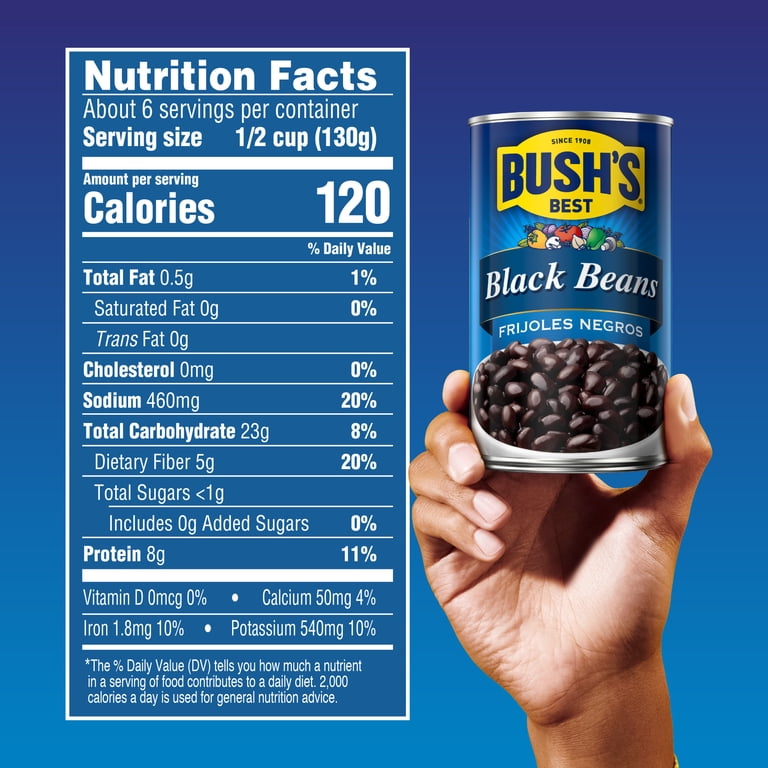 BUSH'S Black Beans Canned Protein 26.5 oz for Rice, Soup, and Dips
