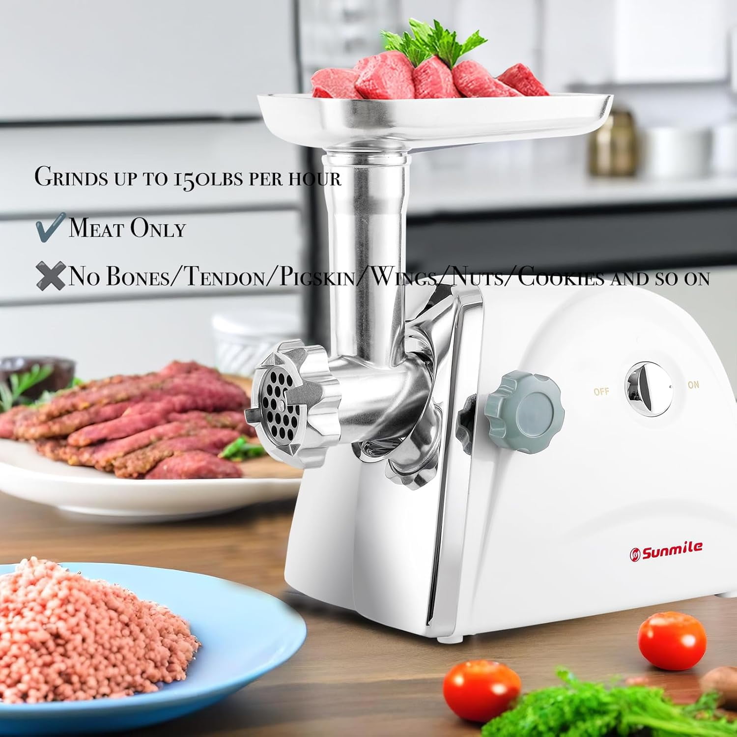 -G31 Electric Meat Grinder - 800W  Power Stainless Steel Sausage Maker with 3 Plates