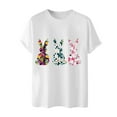 thumbnail image 4 of Tops for Men under $5 Short Sleeve Round Neck Easter Eggs Rabbit Print Shirt White XL, 4 of 5