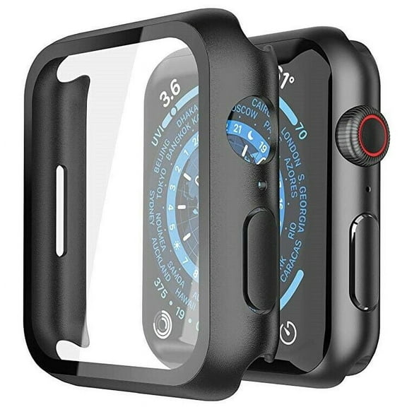 Case for Apple Watch Series 9 (41mm) / Series 8 (41mm) / Series 7 (41mm)   Tempered Glass Screen Protector, Clear TPU Protective Cover Armor [Black]