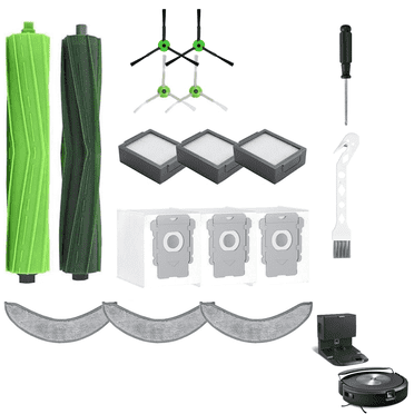 Replacement Filters Kits for iRobot Roomba Combo 10 Max,Combo j9 ,Combo j7 /Plus Robot Vacuum Cleaner,1 Rubber Brushes 3 Mop Pads   3 HEPA Filters & 4 Side Brushes & 3 Dust Bags