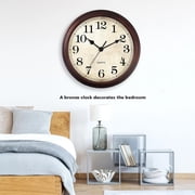 12 Inch Wall Clock Battery Operated Silent Non-Ticking Analog Wall Clock Vintage Retro Rustic Style Decorative for Living Room Kitchen Home Office(Bronze)