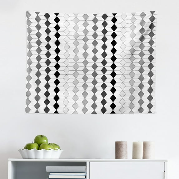 Grey and White Tapestry, Neutral Campers Tent Scattered in The Woods Modern Style Illustration, Fabric Wall Hanging Decor for Bedroom Living Room Dorm, 2 Sizes, Pale Taupe, by Ambesonne