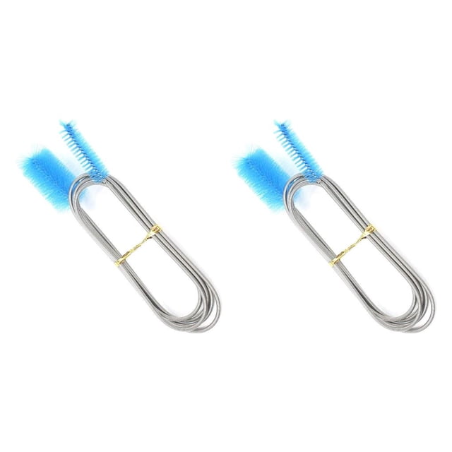 Greeniant Cepillo de limpieza de tuberías para acuario, pecera, entrada de agua, salida, tubo de manguera, cabezales dobles, cepillo de línea de nailon azul 2piezas Greeniant CBP120962