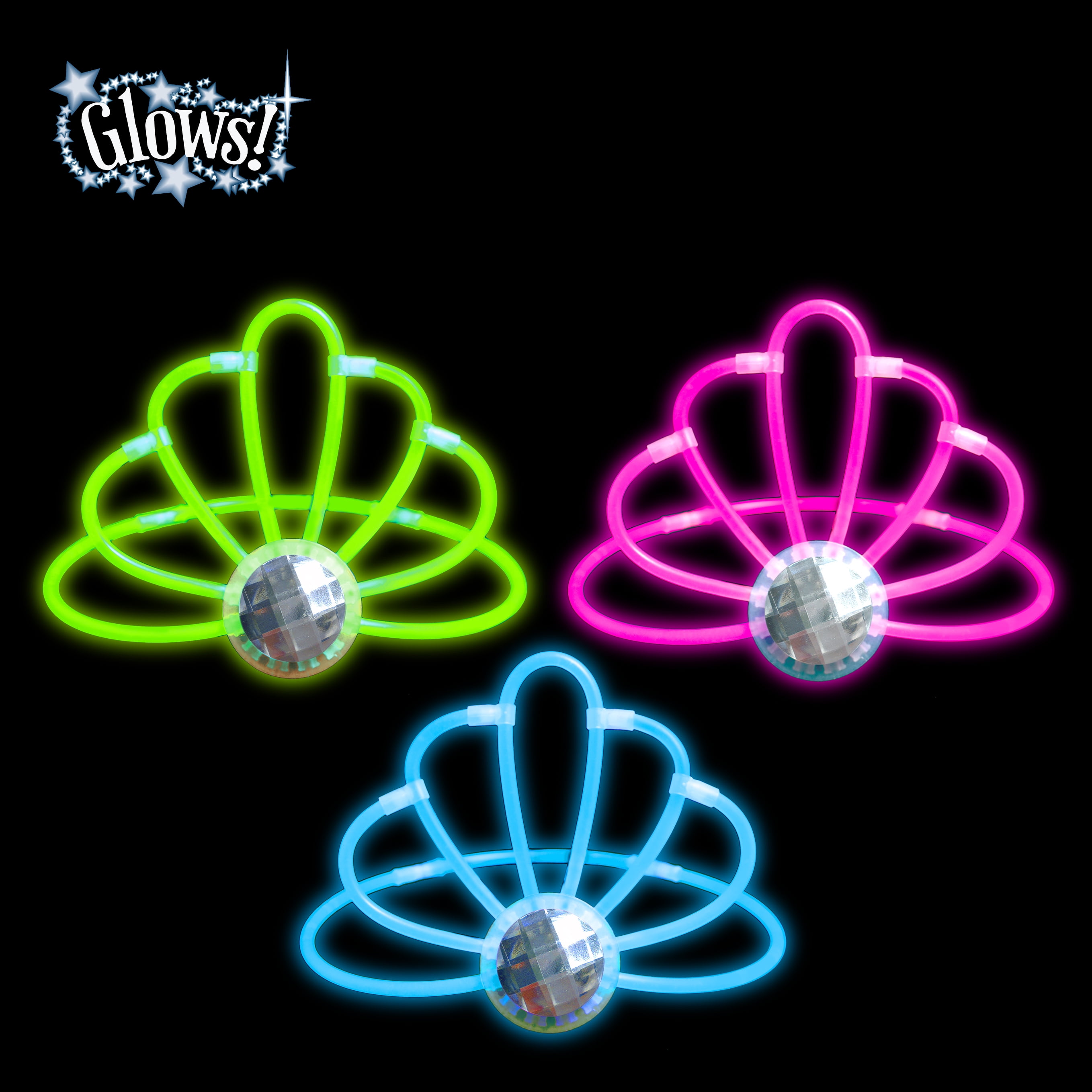Way To Celebrate Glow Stick Crowns with Gem, 3 ct