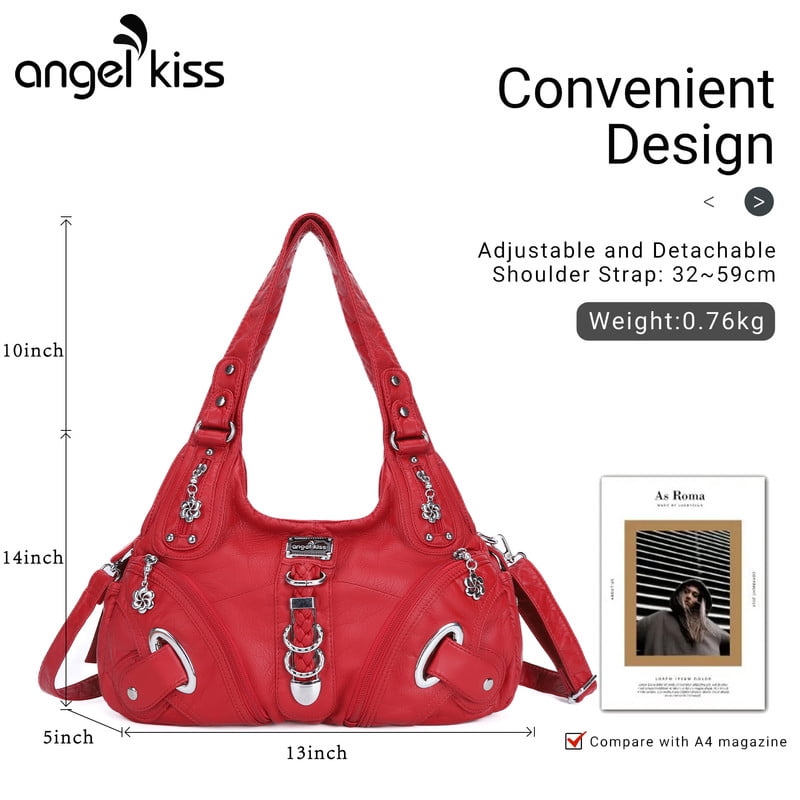 Angelkiss Hobo Shouder Purses for Women Crossbody Bag with Adjustable Long Straps Ultra Soft with Multiple Pockets