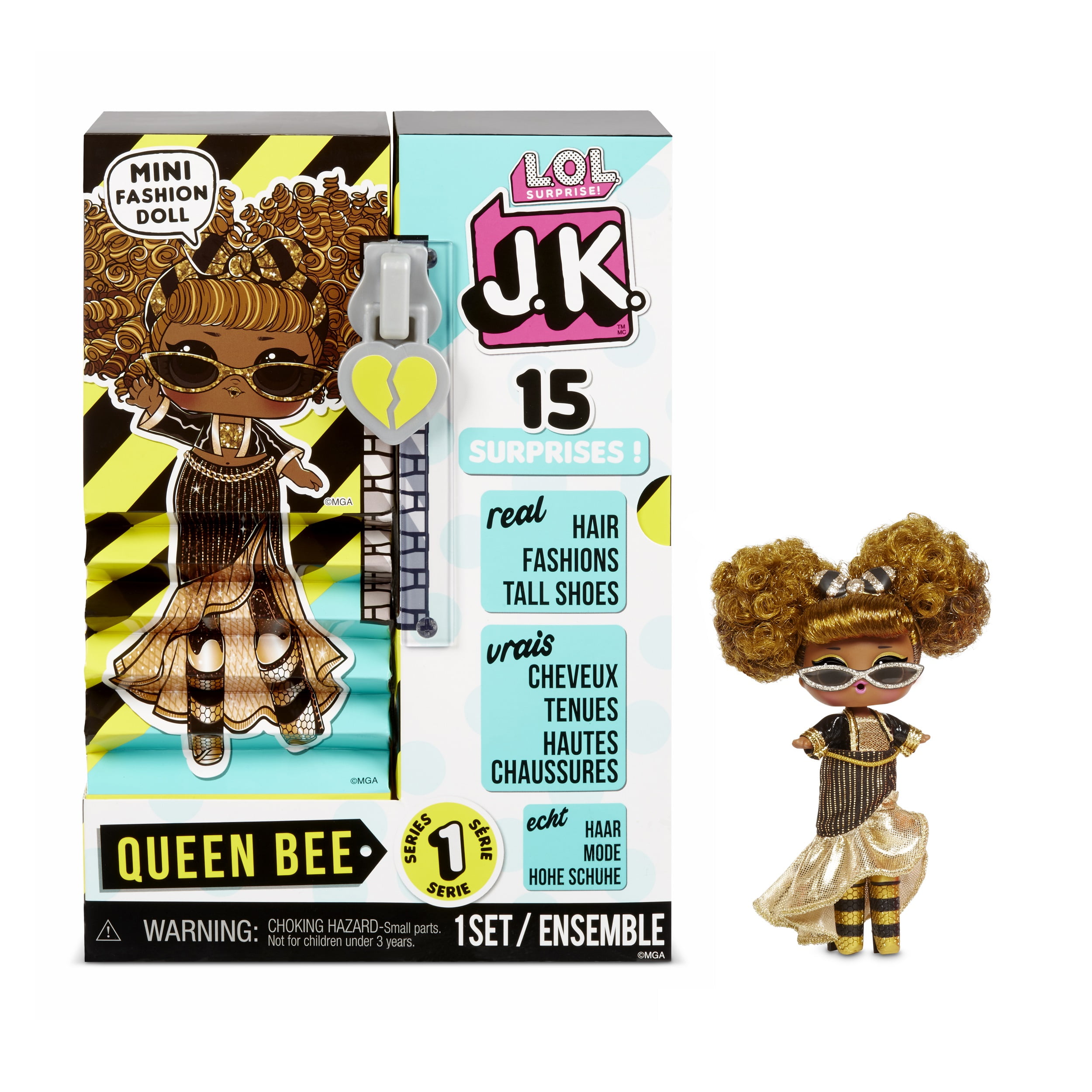 LOL Surprise Mini Fashion Doll JK Queen Bee 15 Surprises Series 1 New 