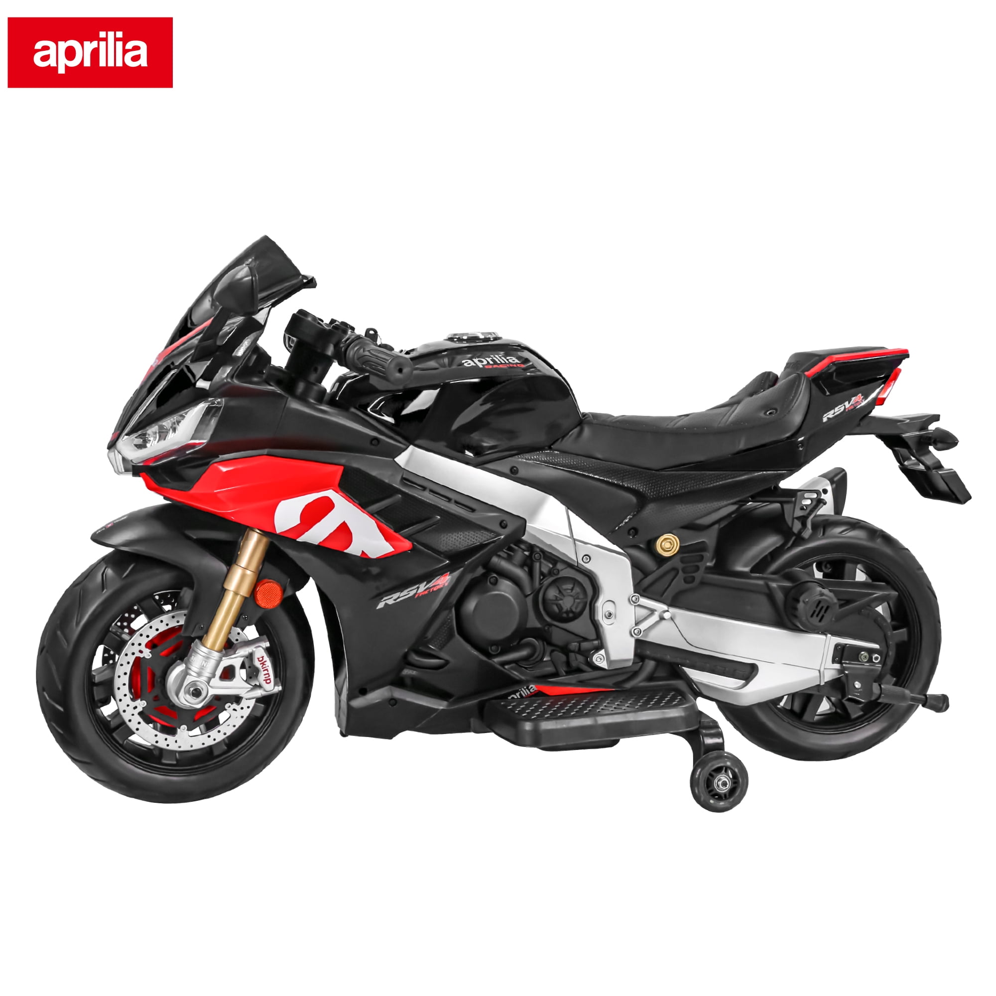 TCARAIWEN 24V Kids Motorcycle Electric Motorbike Aprilia Licensed Ride on Toy,Battery Powered for Kids 3-11 Years Old,Black
