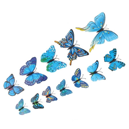Blue Diy 3d Butterfly Wall Sticker Decal Home Decor Room