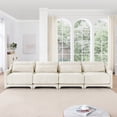 thumbnail image 6 of Modern Beige Chenille Four-seater Sofa with Lumbar Pillow and Solid Wood Frame, 6 of 25