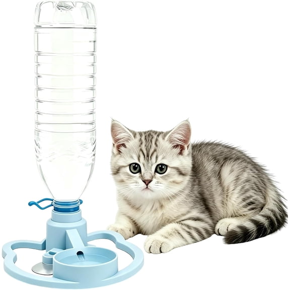 Gravity Cat Water Dispenser Stand, Spill-Proof Pet Water Bowl Base with Suction Cups for Standard Bottles