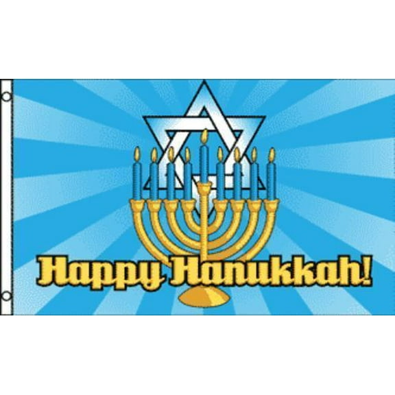 3x5 Happy Hanukkah Menorah Star of David Jewish Holiday Flag 3'x5' banner