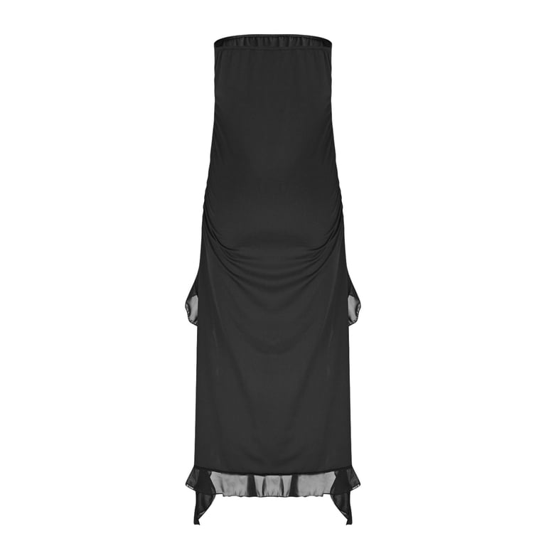 black pleated detail frill hem bodycon dress Let Me Remind You Black Ruffle Hem Structured Mini Dress main image 1