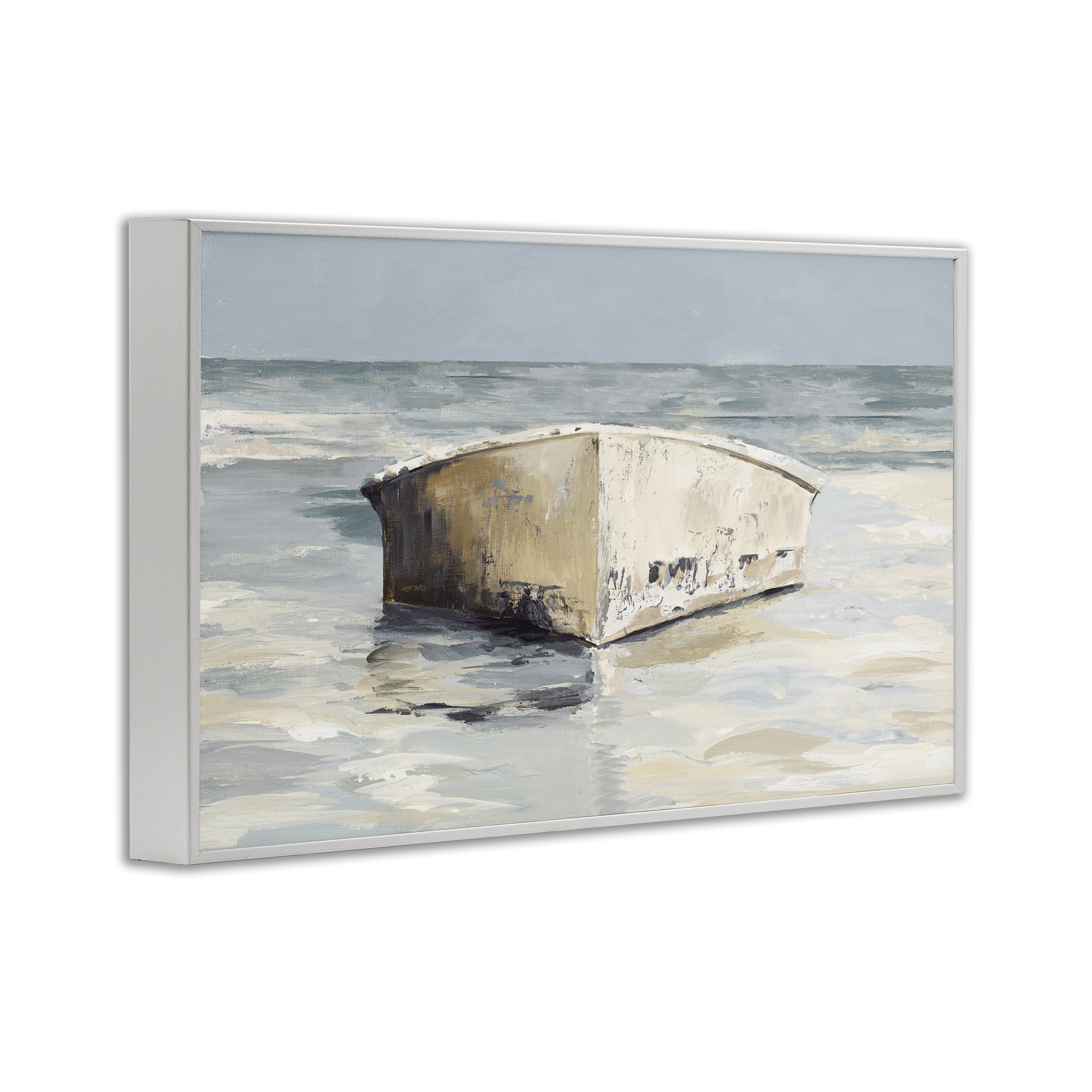 Stupell Industries Abandoned Boat Hull Transportation Painting White Framed Art Print Wall Art, 24 x 16