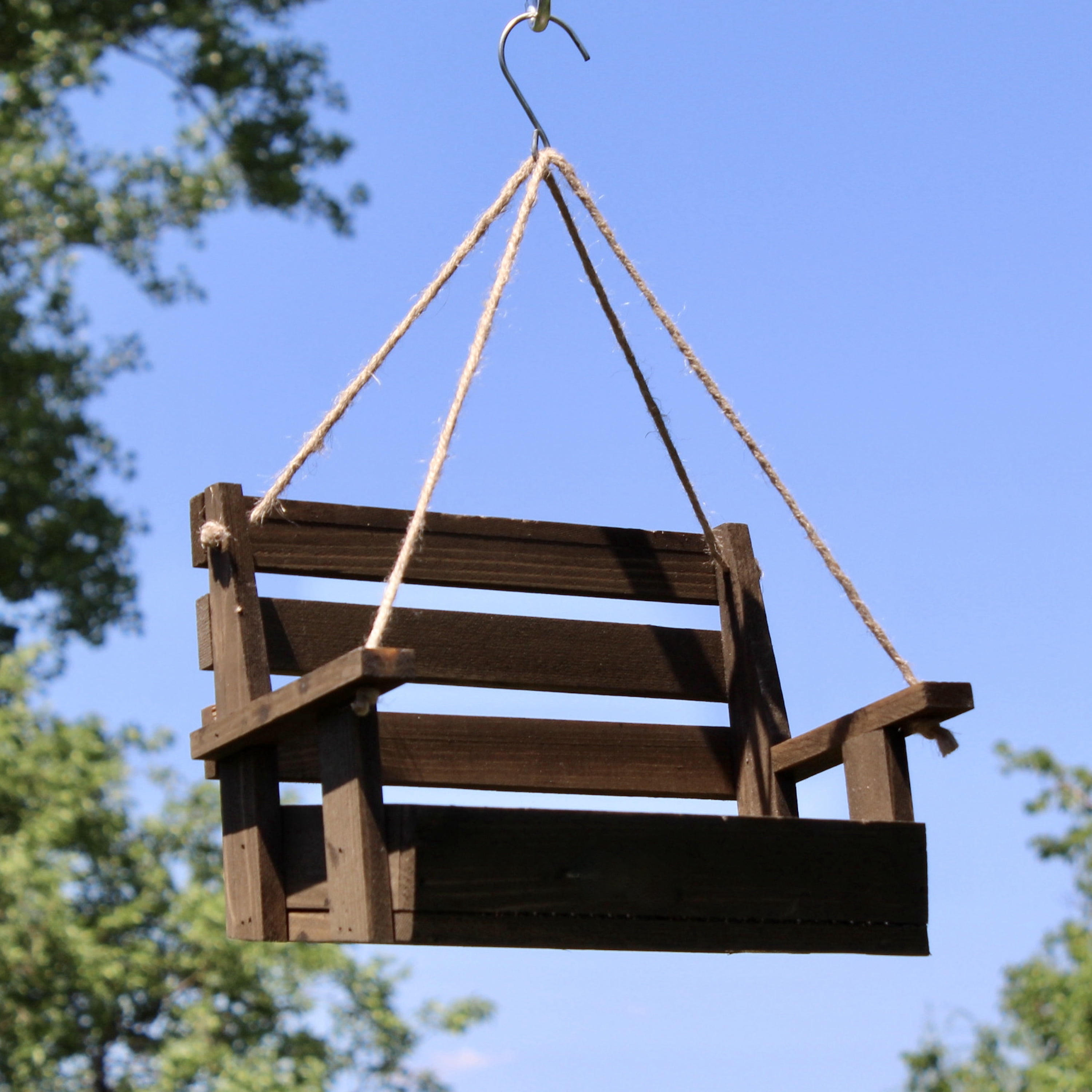 Backyard Essentials Porch Swing Bird Feeder Hanging Squirrel Feeder Brown