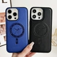 thumbnail image 2 of Compatible with iPhone 15 Pro PU Leather Case Magsafe with Clock Pattern, Vintage Silver Buttons & Camera Bezel Bump - Slim Fit & Soft - Premium Cover for iPhone 15 Pro, Black, 2 of 10