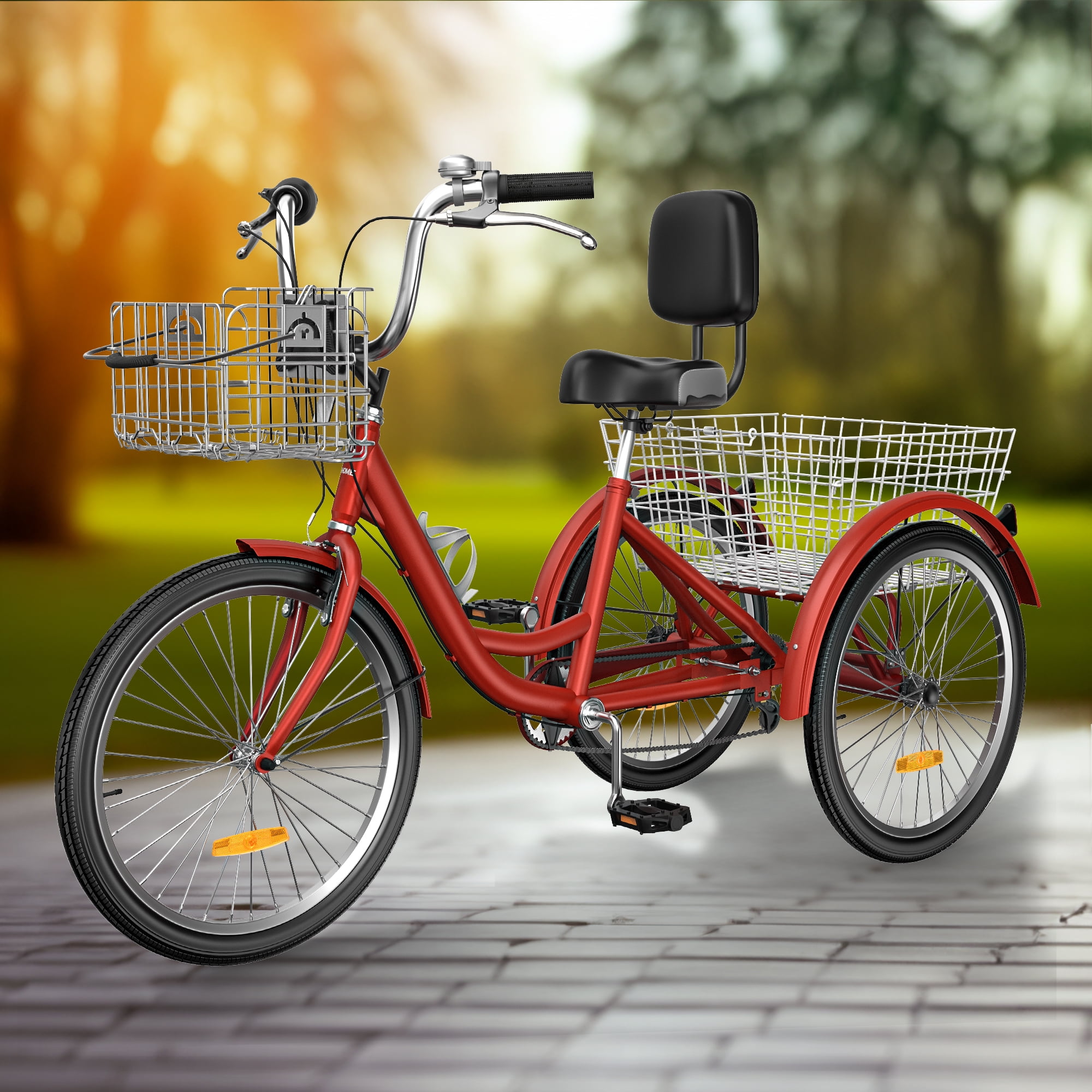 Dextrus 7 Speed Adult Tricycle 26 Inch 3 Wheel Bike for Outdoor Sports Shopping Picnics Phantom Red Walmart