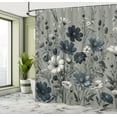 thumbnail image 2 of Ambesonne Navy Blue Shower Curtain, Monochromatic Wildflowers, 69"Wx70"L, Coconut Dark Petrol Blue, 2 of 4