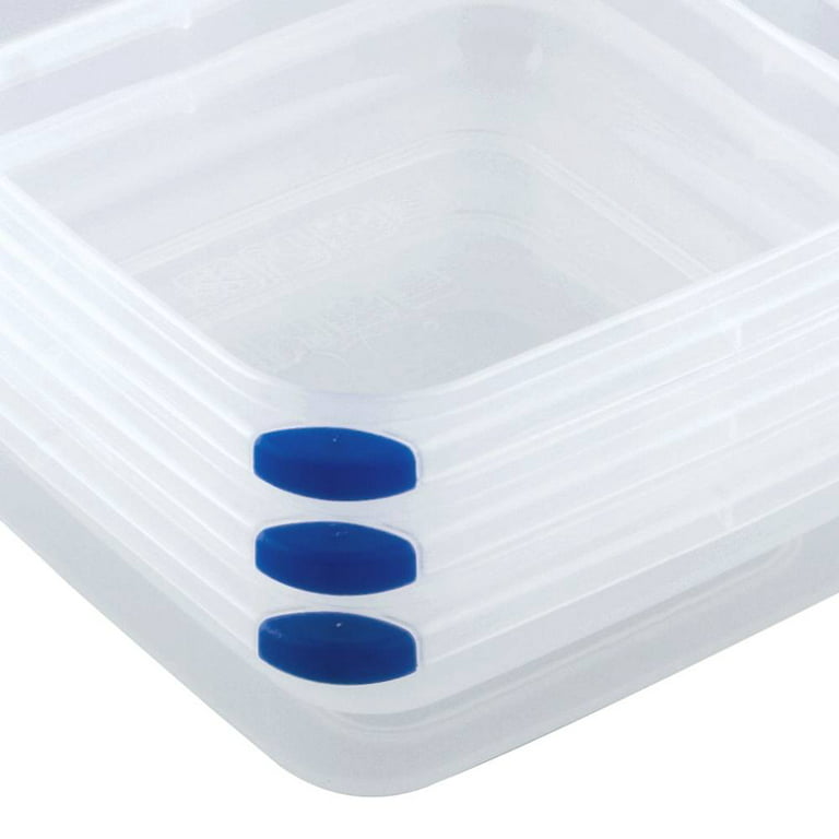 Sterilite 03314706 Ultra Seal 4.0 Cup Square Food Storage Container, Clear  and Blue