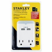Stanley 2 Grounded Outlet USB Adapter 30386 PlugMax with 3.1AMP Fast Charging   LED Night Light