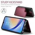 thumbnail image 2 of SaniMore for Samsung Galaxy A15 Wallet Case, RFID Blocking PU Leather Kickstand Credit Slots Flip Folio Protective Case, Double Magnetic Clasp Durable Shockproof Cover for Samsung A15, Winered, 2 of 9