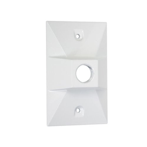 White TayMac LV110WH One-Hole Rectangular Metal Lampholder Cover 