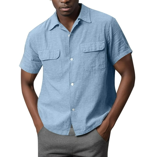 SHIXIAOO Chemise Décontractée Mode pour Hommes Couleur Unie avec Poche et Manches Courtes Compression Manches Longues avec Cordon de Serrage