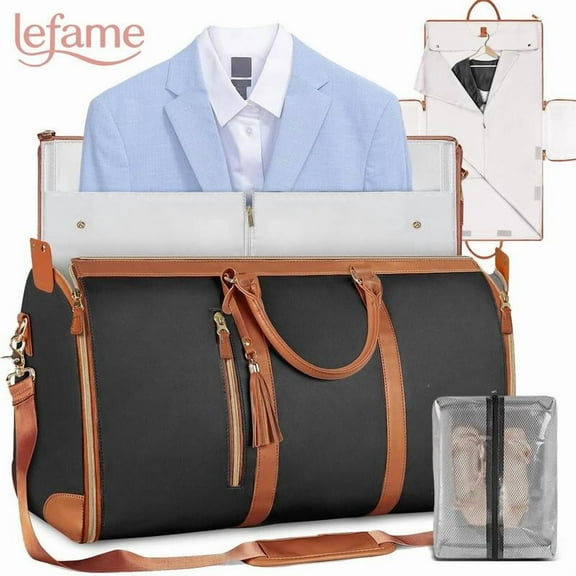 Lefame Travel Duffle Bag with Garment & Shoe Compartment, Carry On Weekender Bag for Women & Men, Airline Approved Personal Item, Waterproof Overnight Gym Hospital Bag