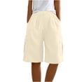 thumbnail image 7 of SELONE Plus Size Shorts with Pockets Mid Waist Lounge Pants Cotton Linen Bermuda Trousers Loose Casual Trendy Pants Drawstring Solid Soft Lightweight Comfortable Khaki 2XL Breathable Summer Clothes, 7 of 7