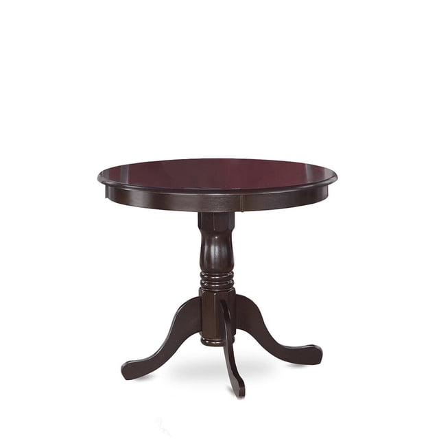 Bowery Hill Traditional Antique 36" Round Wood Dining Table in Cappuccino