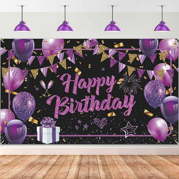 Happy Birthday Decorations Backdrop, Glitter Birthday Backdrop Sign, Happy Birthday Banner, Birthday Party Supplies Photo Background for Children Men