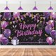 thumbnail image 1 of Happy Birthday Decorations Backdrop, Glitter Birthday Backdrop Sign, Happy Birthday Banner, Birthday Party Supplies Photo Background for Children Men, 1 of 4